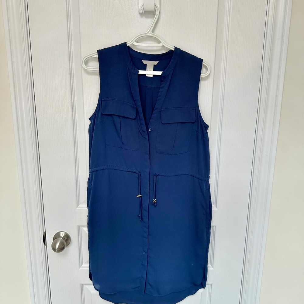 H&M - Size 6 - Navy Sleeveless Dress For Office, Business Casual